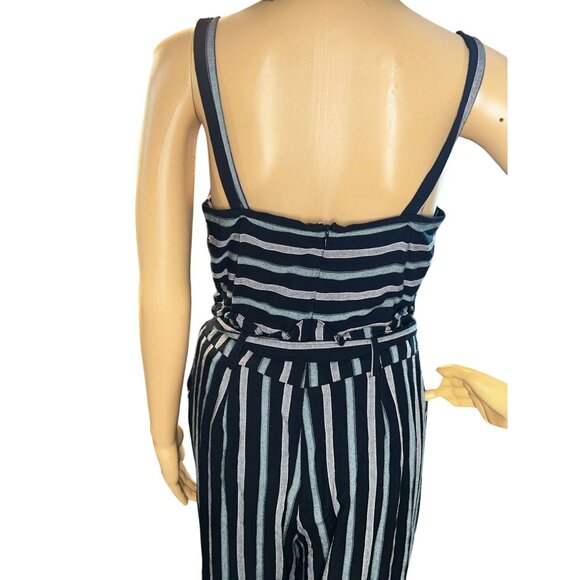 Harper Womens Sleeveless Stripe Jumpsuit with Belt Size M Avant garde Y2K Boho - Picture 5 of 12